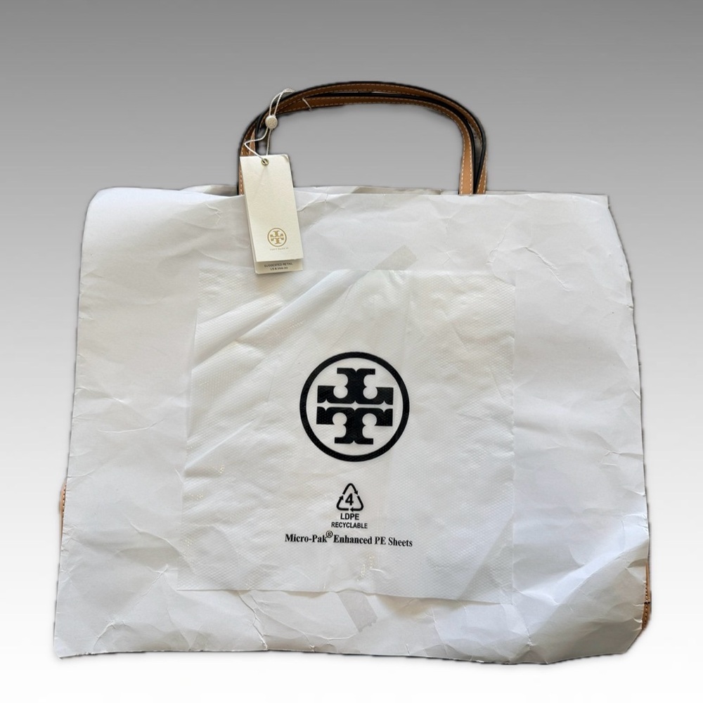 New ! Tory Burch Ella Tote Bag Multi-COLOR Beige Large 17X13" canvas - Picture 3 of 9